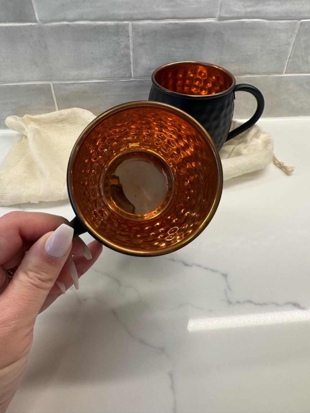 Set of 2 Hammered Matte Black & Copper Moscow Mule Mugs - Picture 3 of 3
